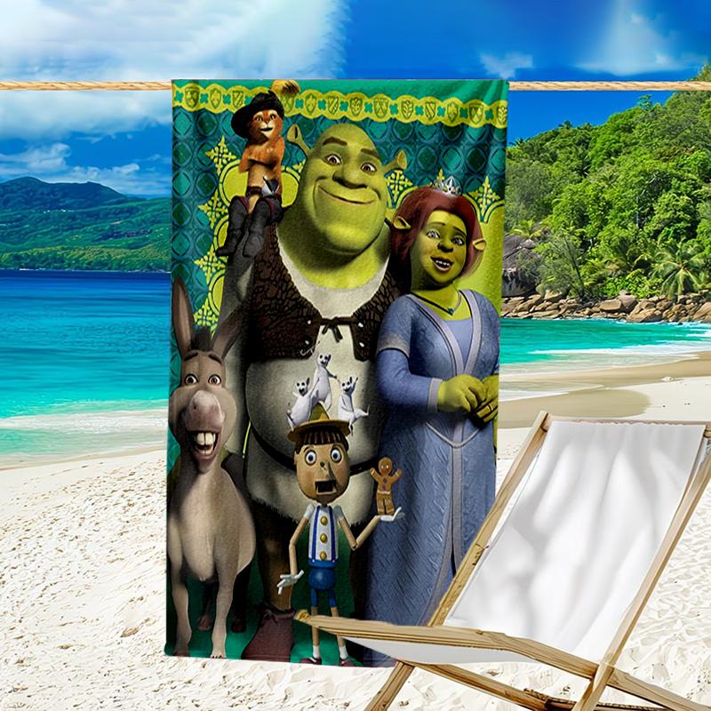 1pc Shrek1 Beach Towel, Beach and Seaside Swimming Pool Equipment, Fashion Pattern, Rectangular, Travel Essentials