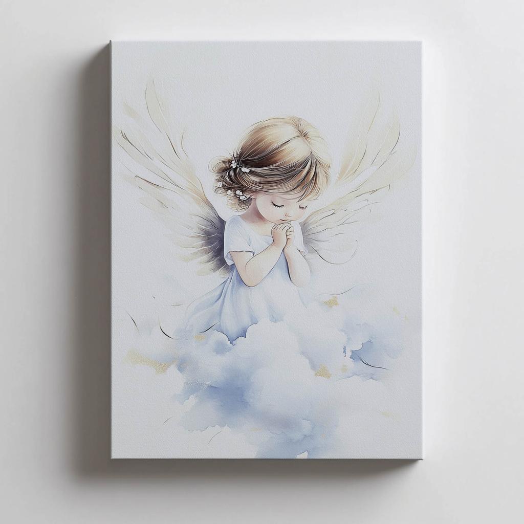 Plakat Anielskie Modlitwy Dziewczynki Plakat Anielskie Modlitwy Dziewczynki, 50X70 Cm, Bez Ramy, Płótno Premium Na Blejtramie
