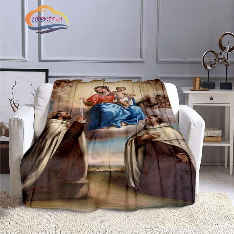 Одеяла с 3D принтом Христа Пресвятой Девы Марии, модные фланелевые кашемировые одеяла, модные религиозные мягкие покрывала, диванные одеяла