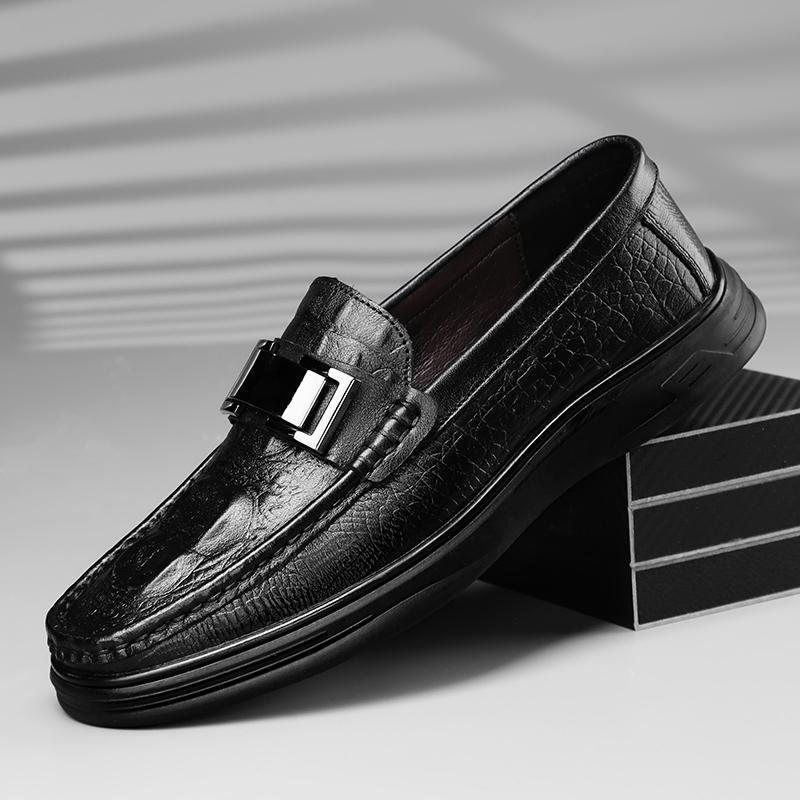 Повседневные мокасины с крокодиловым узором для мужчин из натуральной кожи, деловые мужские туфли ручной работы, без застежек, на плоской подошве, мокасины