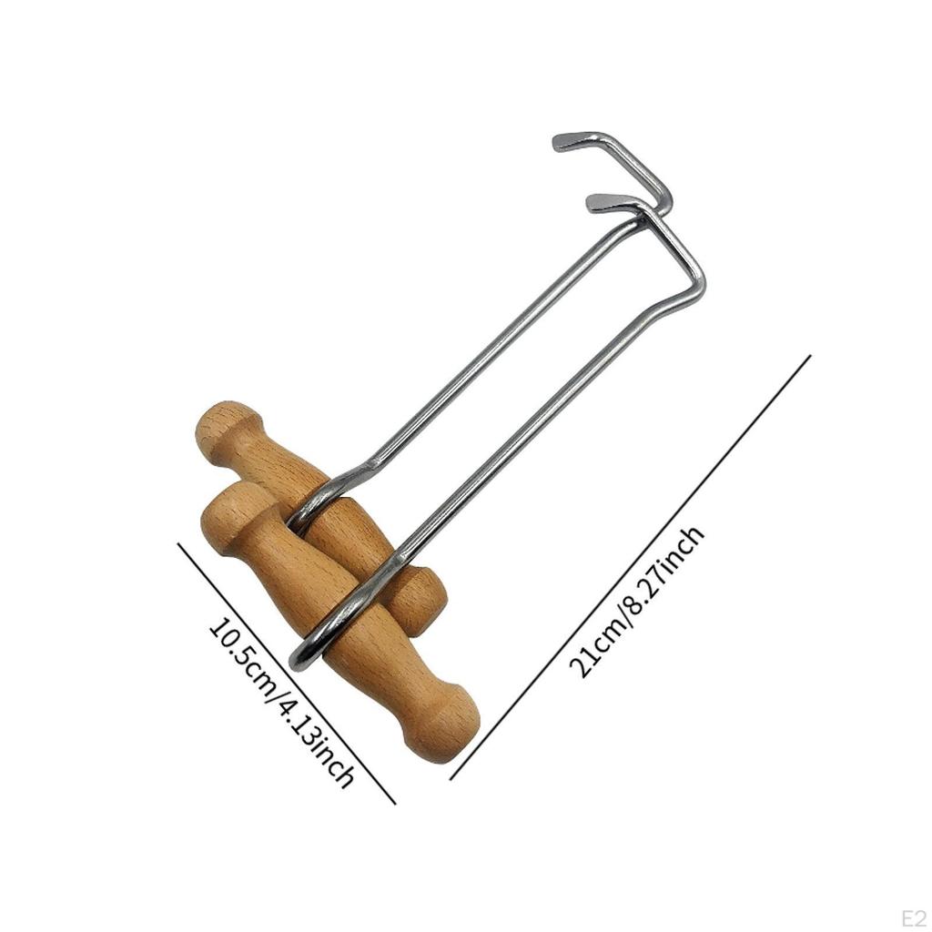 2Pcs Horse Boot Puller Wooden Handle Hooks Sturdy Metal Stable Supplies Comfortable Grip