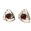 [P3308] - Cognac Amber 'Inspiration' Silver Earrings (rhodium-plated)