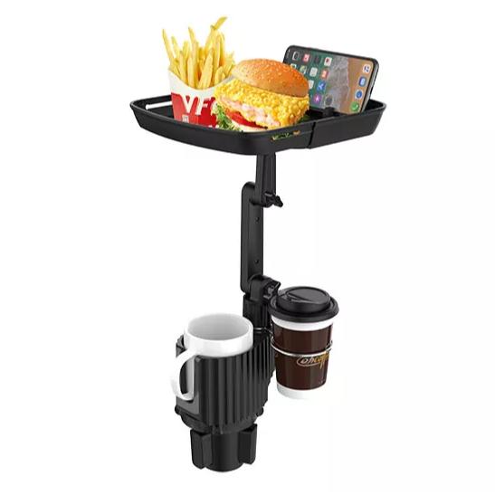 360 Rotating Adjustable Car Drink Cup Holder with Tray Multifunctional Storage Car Cup Mount Holder Expander for Car