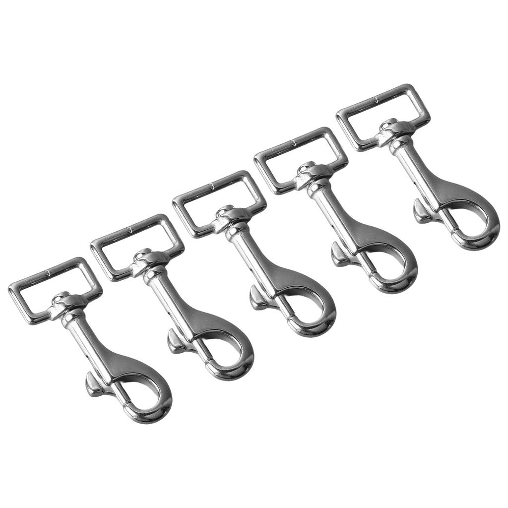 5PCS 27mm Square Tail Snap Hooks 360 Degree Rotating Hook 316 Stainless Steel Spring Shackles for Belt Dog Leash