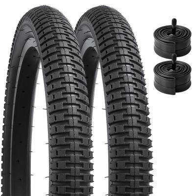 YunSCM Комплект из 2 штук, Шины 14x2.4, 14x2.4 60-254 Велосипедные шины + Камеры с 32мм американскими ниппелями + Ободная лента, Шины 14 2.4, Y-027