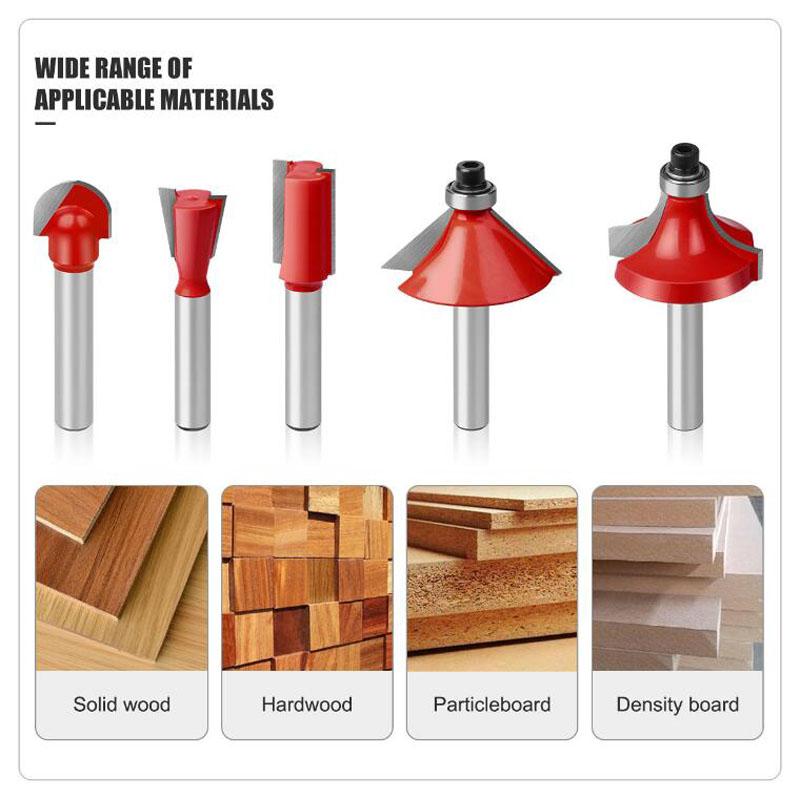 Набор прямых фрез с хвостовиком 1/4 дюйма для деревообработки, режущих фрез из карбида вольфрама