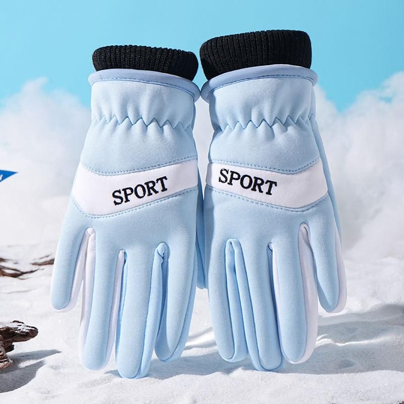 Kids Winter Warm Fleece Lined Gloves With Glow-in-the-Dark Dinosaur Print Windproof Waterproof Outdoor Cycling Play