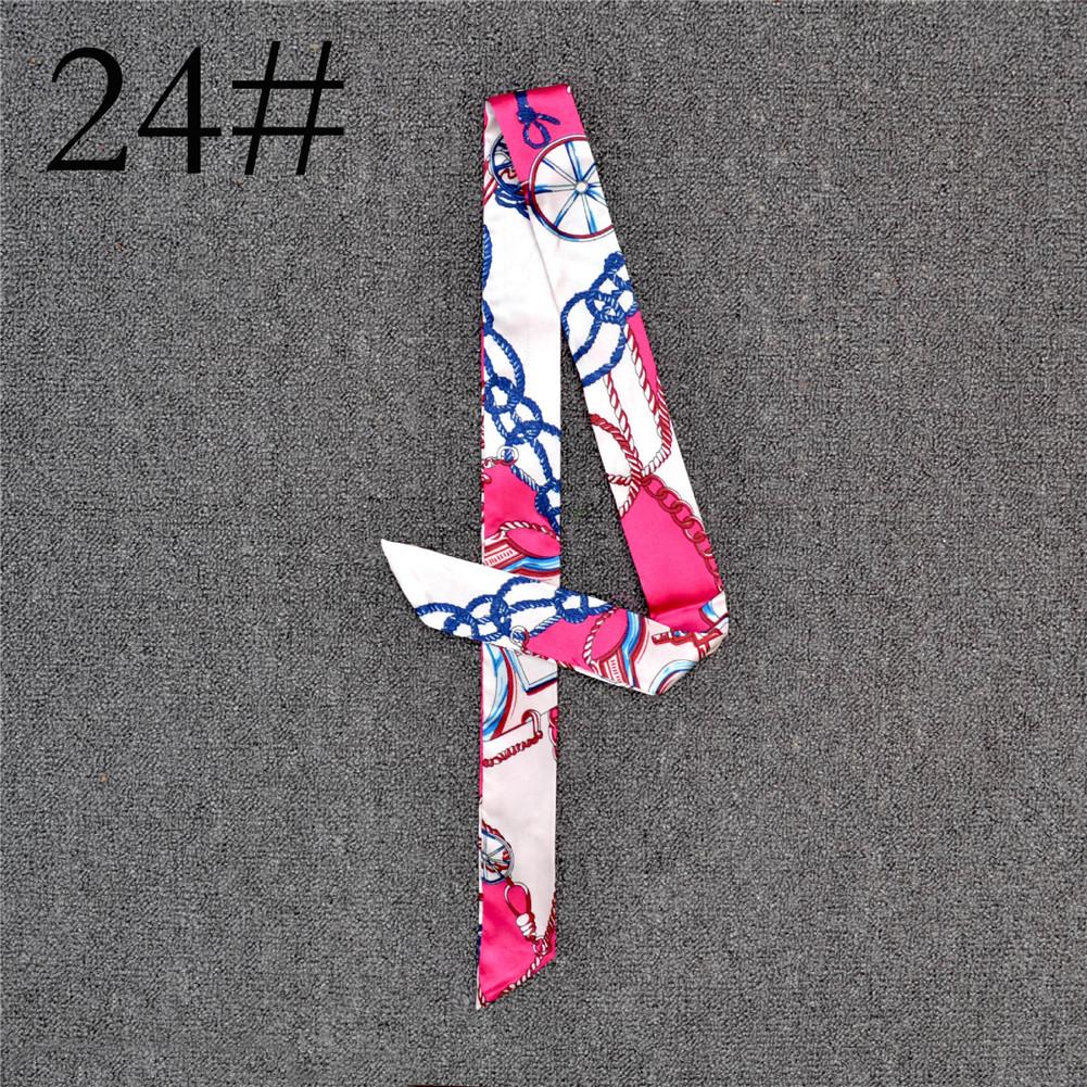 Fashion Color Printing Long Silk Scarf Women Ribbon Neckerchief Print 4cm Thin Narrow Scarves Bag Hair Band Ribbon Headscarve