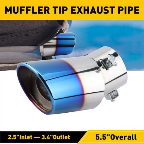 2xAUTO Car Muffler Tip Pipe Exhaust Stainless Steel Chrome Fit Effect 1.5 - 2.3"