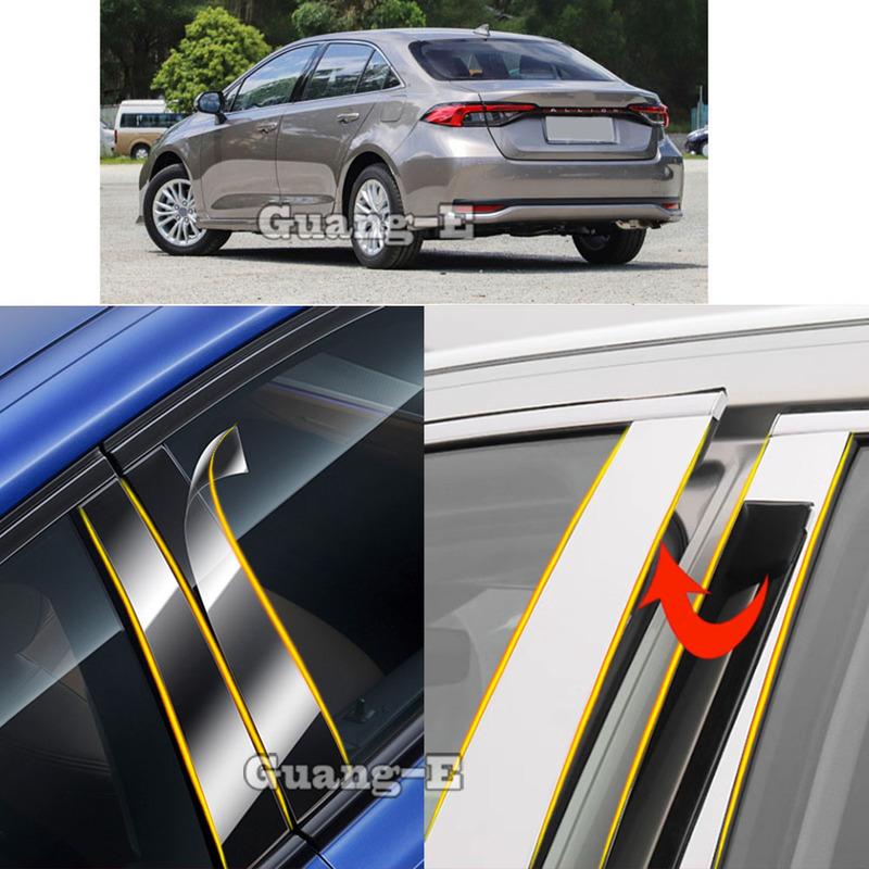 Car TPU/Glossy Mirror Pillar Post Cover For Toyota ALLION 2024 Door Trim Window Molding Sticker Plate