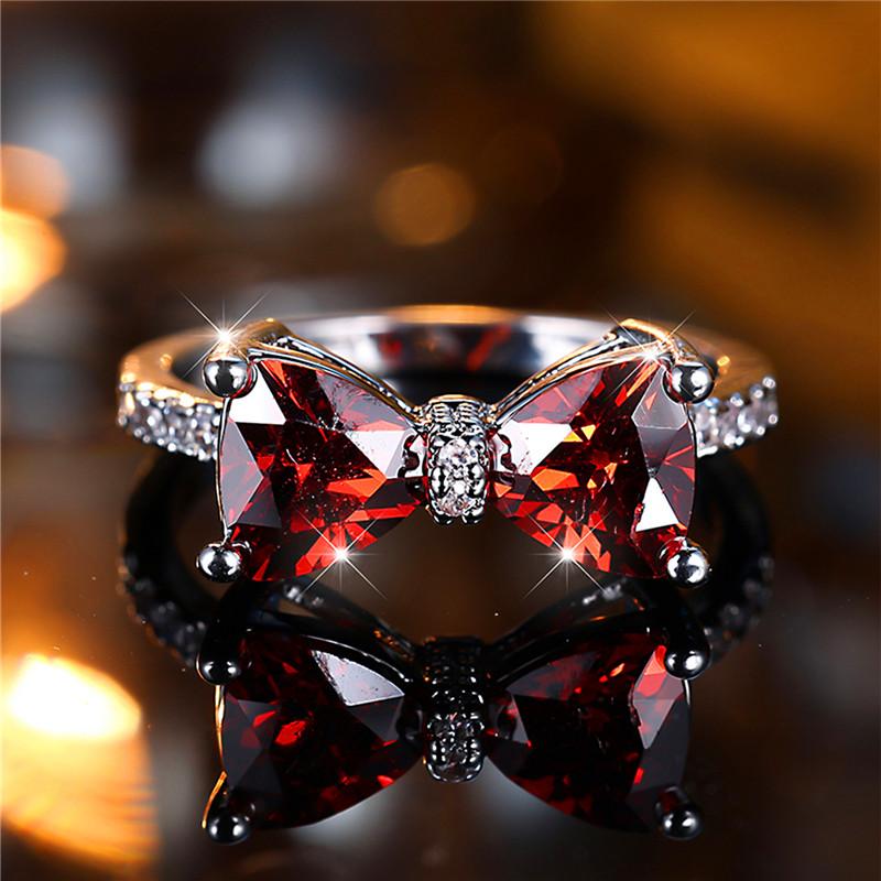 Роскошное женское обручальное кольцо с бантиком из радужного камня, модного цвета, свадебное украшение для невесты, подарок для женщин