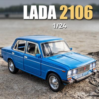 Моделирование 1:24 LADA Винтажная модель автомобиля Литье под давлением Металлические игрушки Транспортные средства Звук и свет Дети Мальчики Подарочные миниатюры Voiture