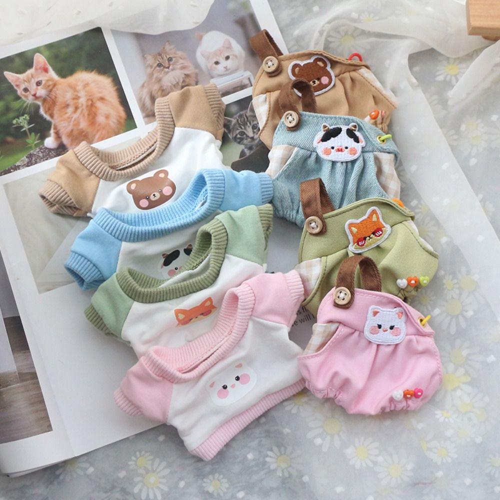 Game Cotton Stuffed 20cm Doll Clothes Suspender Pants T-shirt Trousers Suit Cartoon Animal Pattern