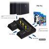 Охлаждающая станция для PS4/Slim/Pro: Многофункциональная подставка для радиатора с вентилятором, держателем для дисков и двойным зарядным устройством.