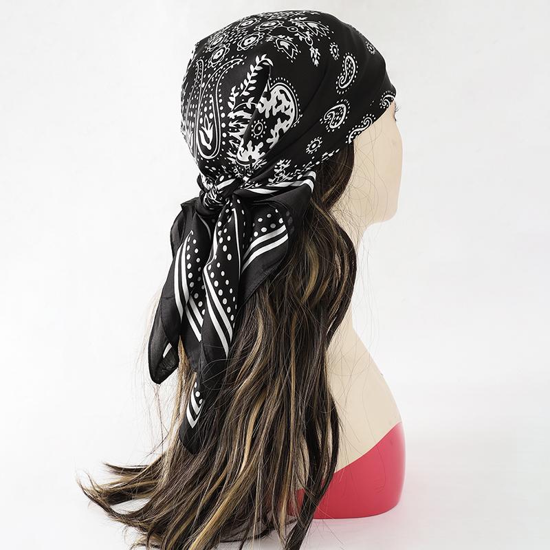 Fashion Print Silk Hairbands Scarf Women Spring New Elagant Floral Bandana Neck Kerchief Head Bands Foulard Female Scarfs