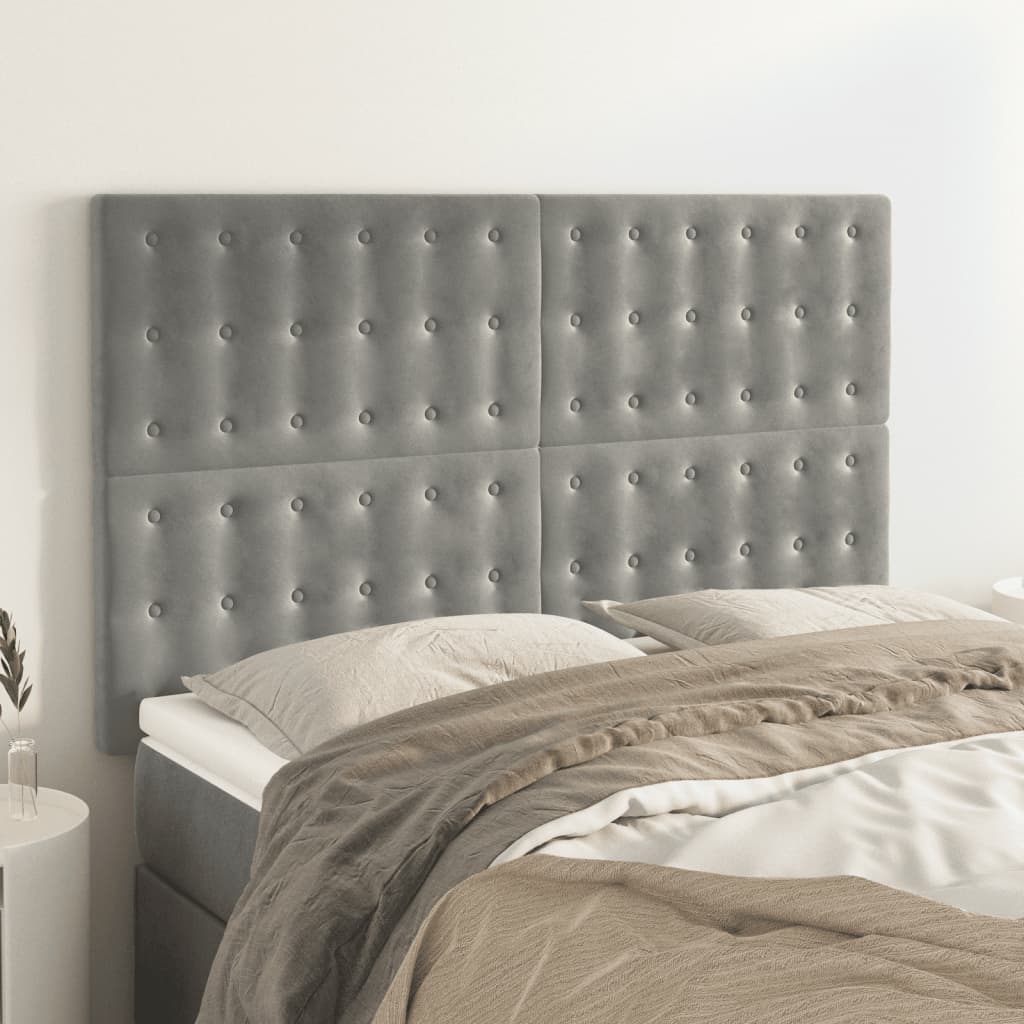 Headboard Light Grey 144 x 5 x 118 128 cm Velvet