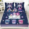 3pcsK-Pop Demon Hunters Printed Coreless Fitted Sheet Set Multi Size Soft Bed Cover Bedroom Bedding Decoration Machine Washable