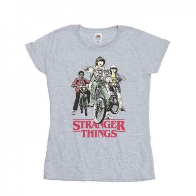 Netflix Женская/Дамская Хлопковая Футболка Stranger Things в Ретро Байкерском Стиле