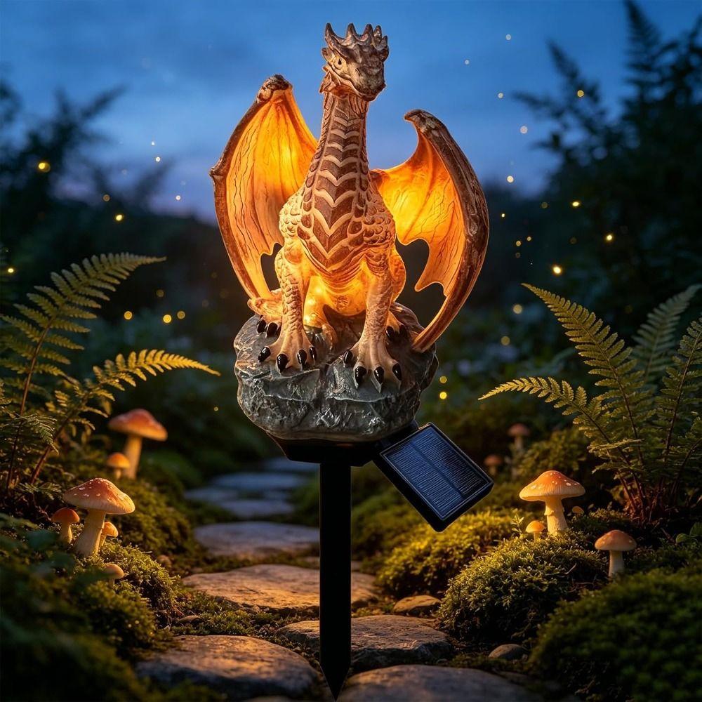 Solar Powered Solar Garden Light Dragon Shape Solar Stake Light Dragon Garden Light  Pathway Decor