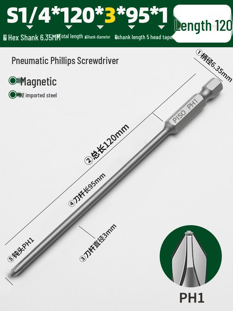 PISO Anti-Slip Cross Extended Rod Strong Magnet Hex PH2 Drill & Screwdriver Bit Set