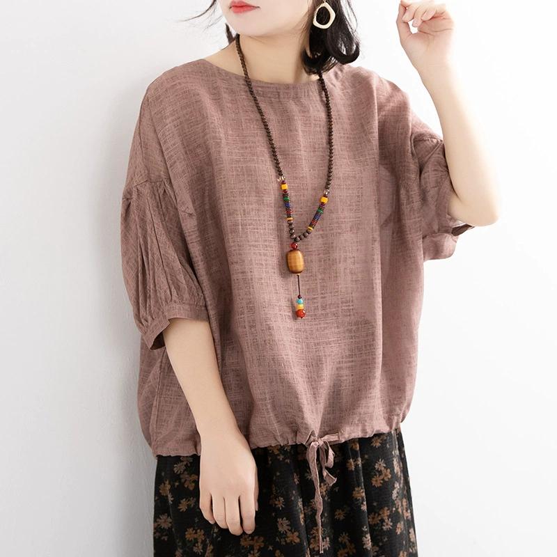 Женская летняя футболка с круглым вырезом и рукавом «летучая мышь» 3/4, пуловер, топы, повседневная однотонная, свободного кроя, летняя женская блузка, уличная одежда