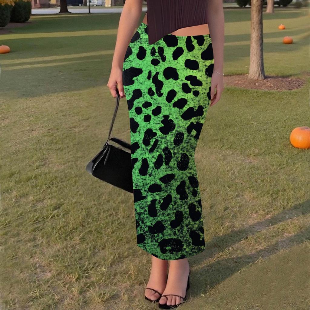 Women's Casual Fashion Gradient Printed Fishtail Split Skirt Elasticated Slim Half-body Skirt