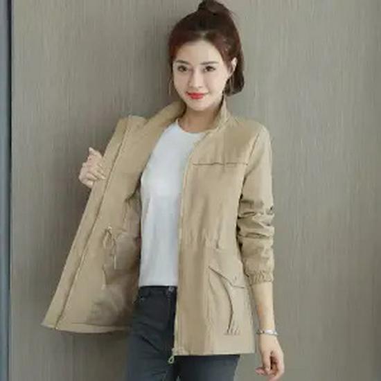 Women's Slimming Trench Coat with Stand Collar - 2024 Spring/Autumn Fashion