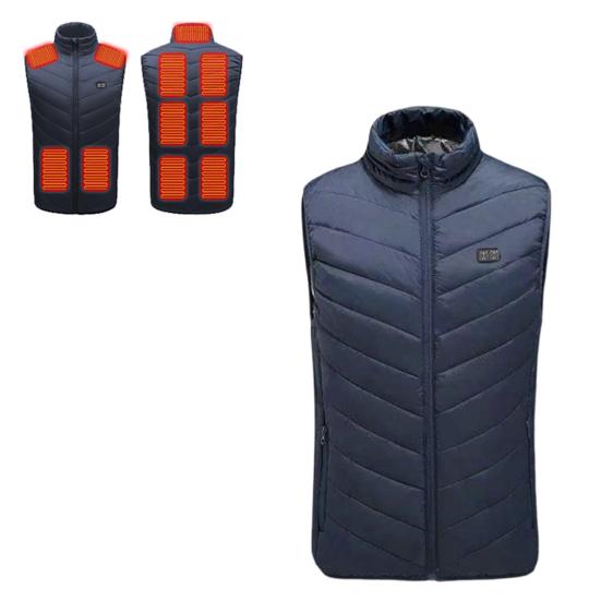 Men Heated Puffer Vest USB Electric Graphite Heating Windproof Thermal Waistcoat Winter Outdoor Activities Down Cotton Vest Coat