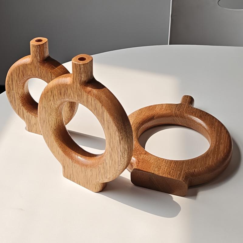 1 шт. Деревянные вазы Домашнее ремесло Орнамент Винтажный декоративный деревянный орнамент Настольный держатель для вазы с жареными цветами Прочный 3 размера