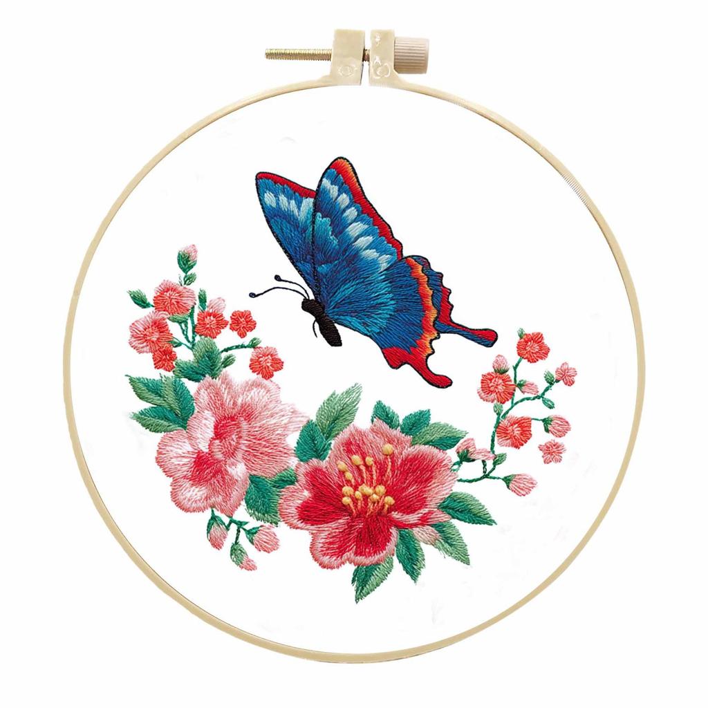 1 набор Художественная Бабочка Цветок Набор для вышивания своими руками, Набор материалов для вышивания, Включает инструменты и учебники по стежкам, подходит для начинающих