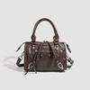 Premium Rivet Spice Girl Wind Bag Women's New Textured Boston Handbag Niche One Shoulder Crossbody Locomotive Bag