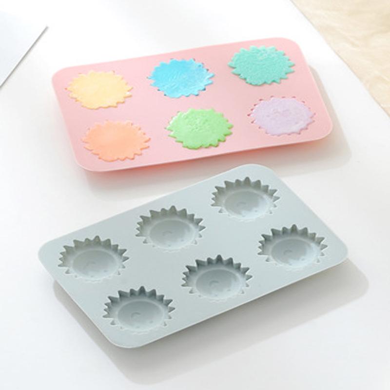 Sun Shape Silicone Cake Mold, 6 Cavities, Cookie Chocolate Ice Cube Mould, Nonstick Candy Baking Mold, DIY Cake Decoration Tool