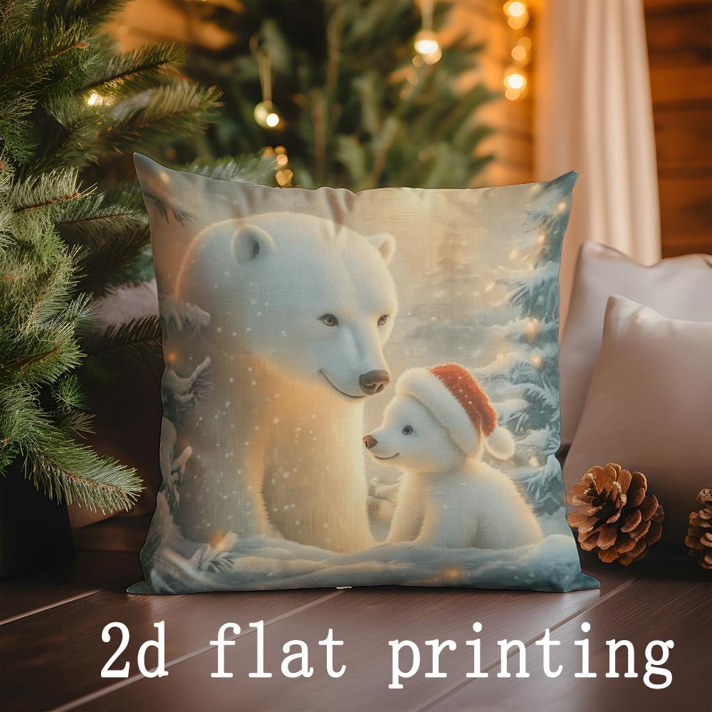 Домашний Декор Милые Белые Медведи Рождественская Подушка Подходит Для Дивана Спальни Автомобиля Наволочка Подушка Прямоугольная Подушка Для Спины