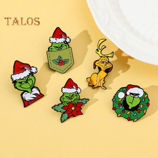 Рождественская брошь в форме мультяшной фигуры, противоскользящая, полированная, для новогодней вечеринки, пальто, воротник, сумка, шарф, шляпа, украшение, прищепка, одежда, ювелирные изделия