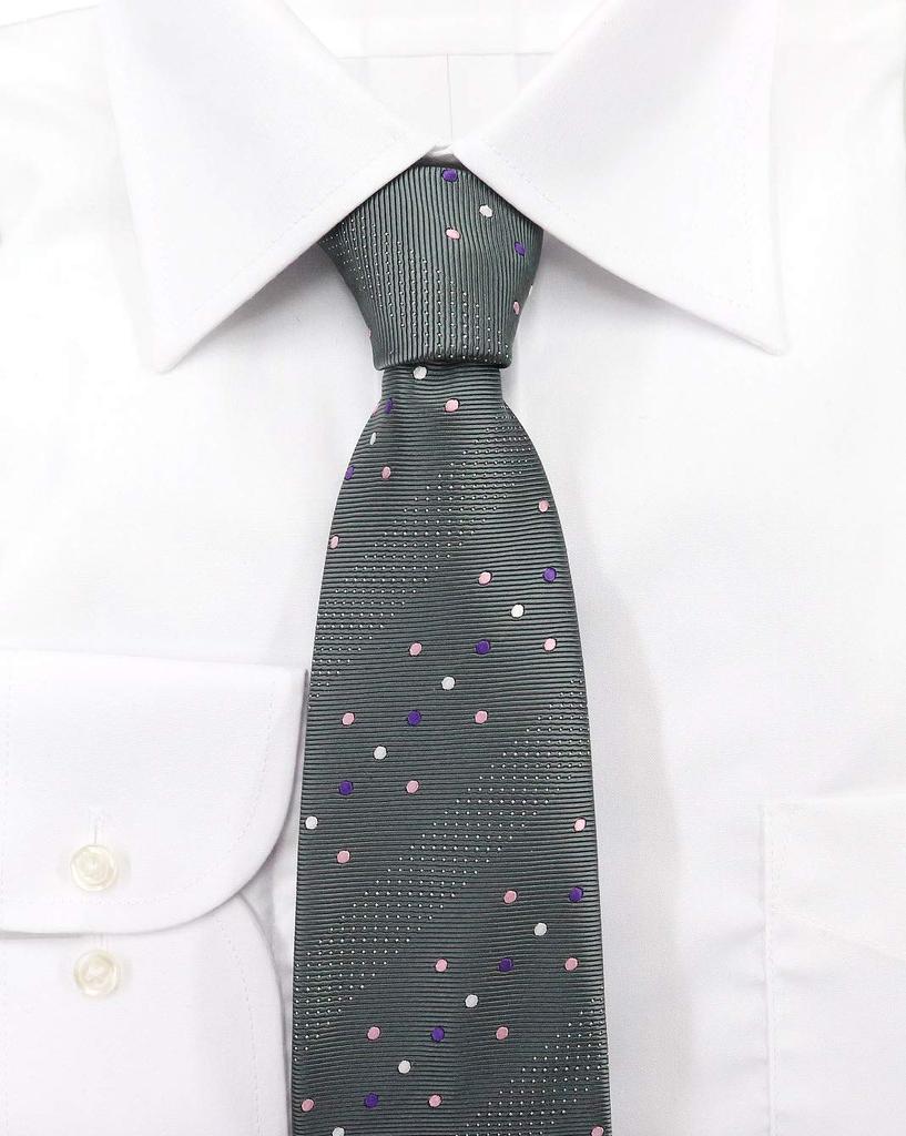 Brand Made In Nishijin Jacquard Woven Pattern Dots [Michiko London] Necktie, Japan, Ori, 100% Silk, Weave, (B Pattern Gray)
