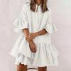 Женское многоярусное платье-бэбидолл с плиссированными рукавами, летнее повседневное свободное мини-платье средней длины для повседневной жизни и пляжных вечеринок