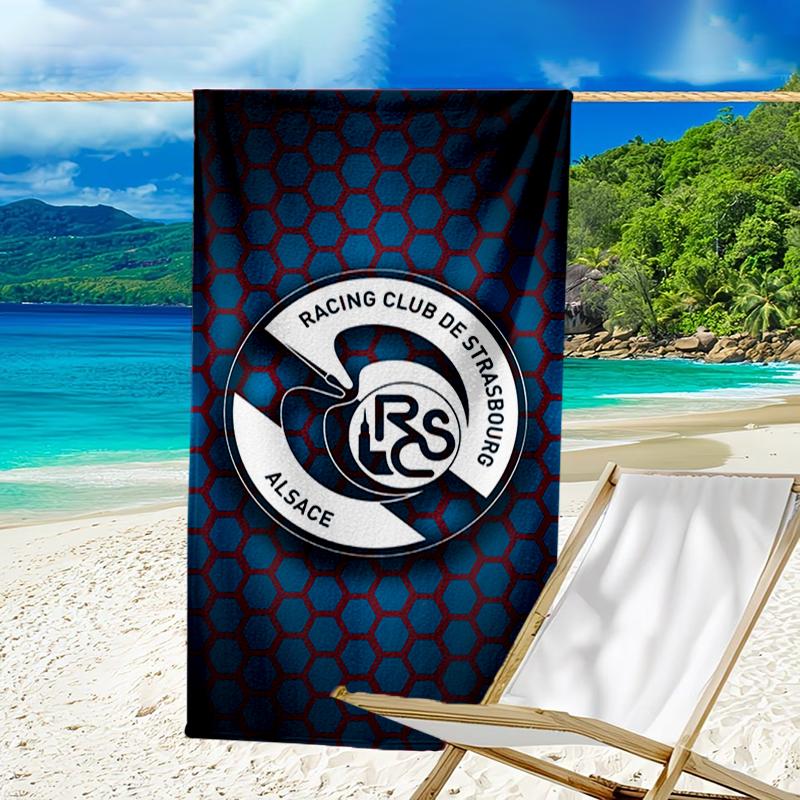 Football Strasbourg Crest Beach Towel - Soft, Absorbent Microfiber, Lightweight, Ideal for The Beach, Parties, Travel, Camping fan gifts