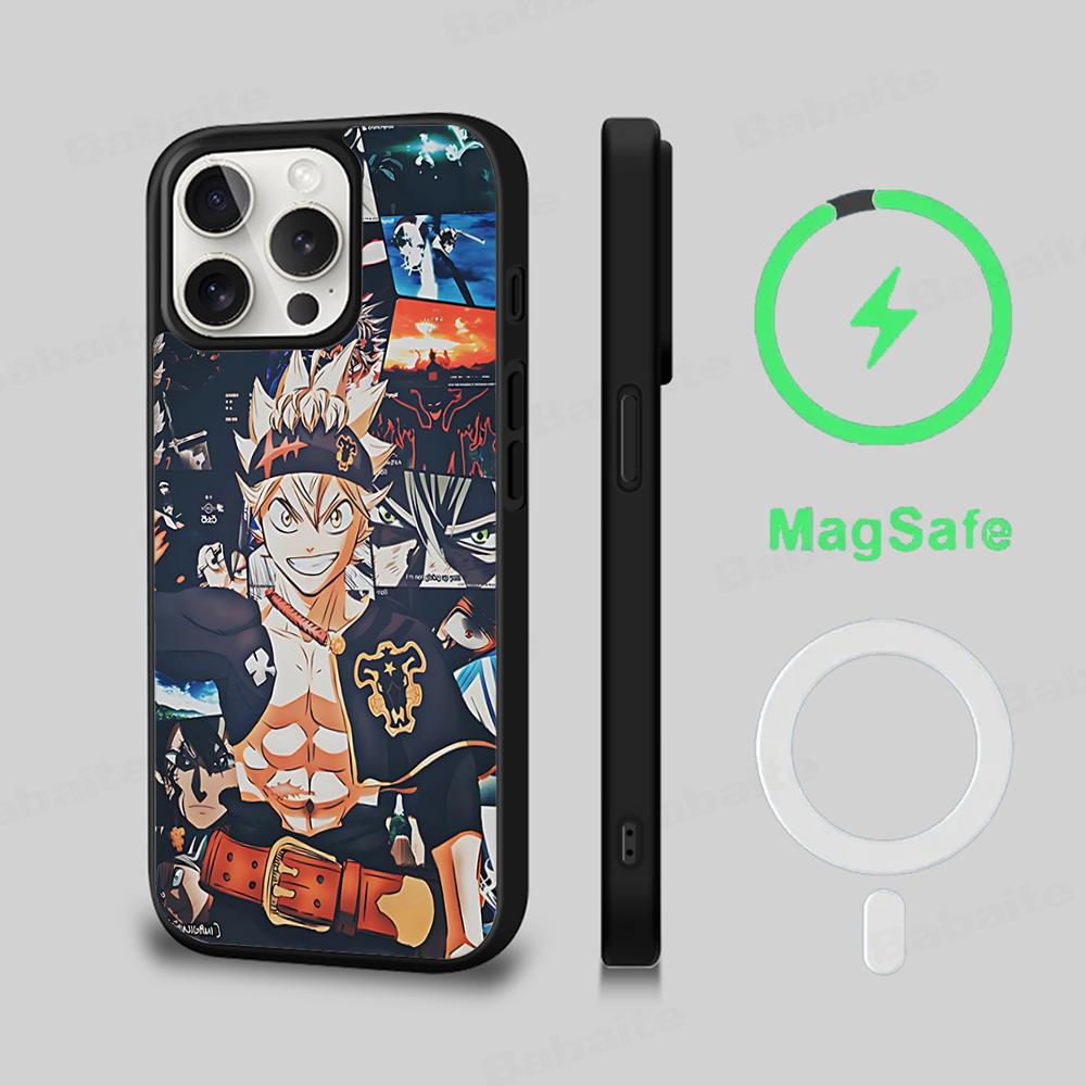 Black Clover Phone Case Magnetic Case For IPhone 16 14 13 12 11 15 Pro Max Plus For Magsafe Wireless Charge Cover