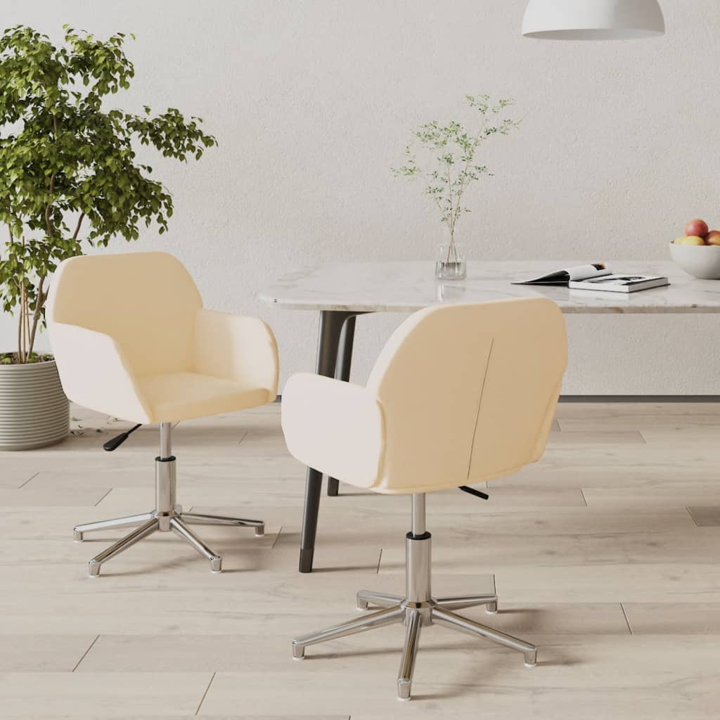 Dining Room Chairs 2 pcs Swivel Cream Fabric