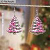 2D Плоские Розовые Серьги-Акриловые Рождественские Елки Женская Модная Бижутерия Уникальные Серьги Вечериночная Бижутерия Рождественские Серьги Рождественские Подарки