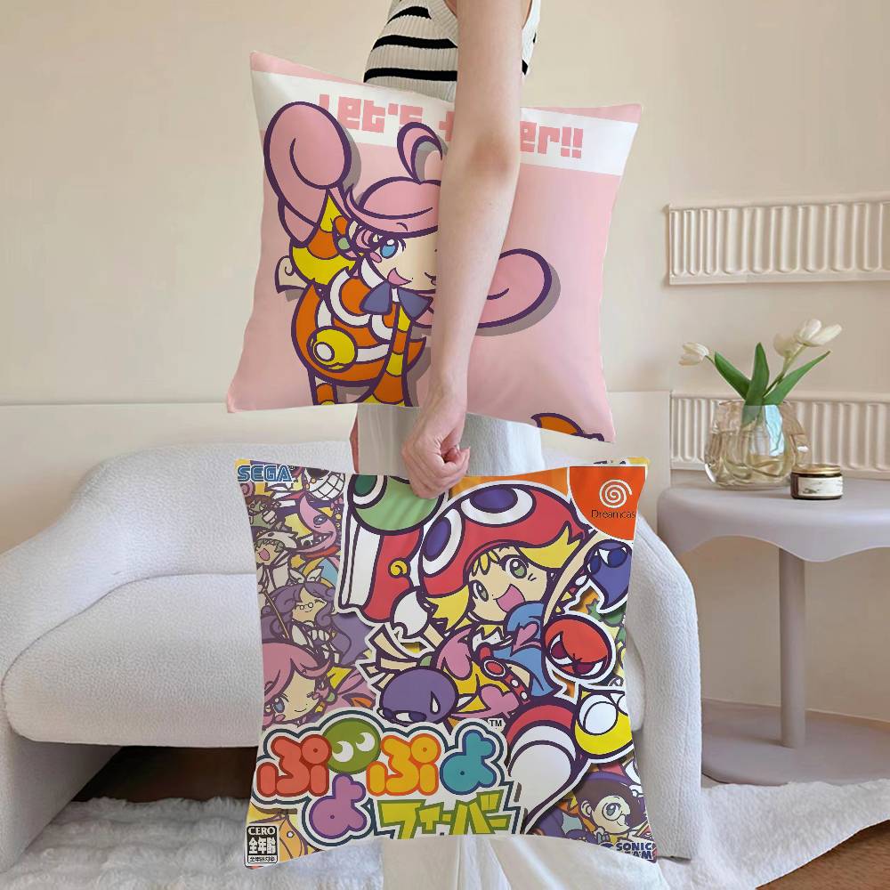 Милая Игровая Подушка P-Puyo Pop Fever-MT Наволочка Напечатанный Ворсистый Флис Подушка Прикосновение Кожи Ребенка Экологически Чистый Сублимационная Печать