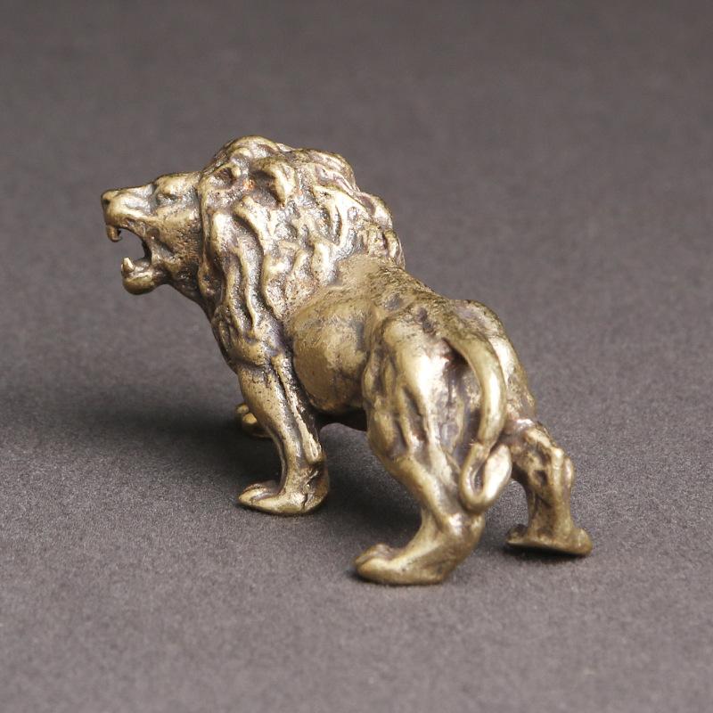 Antique Brass Lion King Home Decor Mininature Copper Animal Figurines Ornaments Bronze Sculpture Desk Craft Decorations Gifts