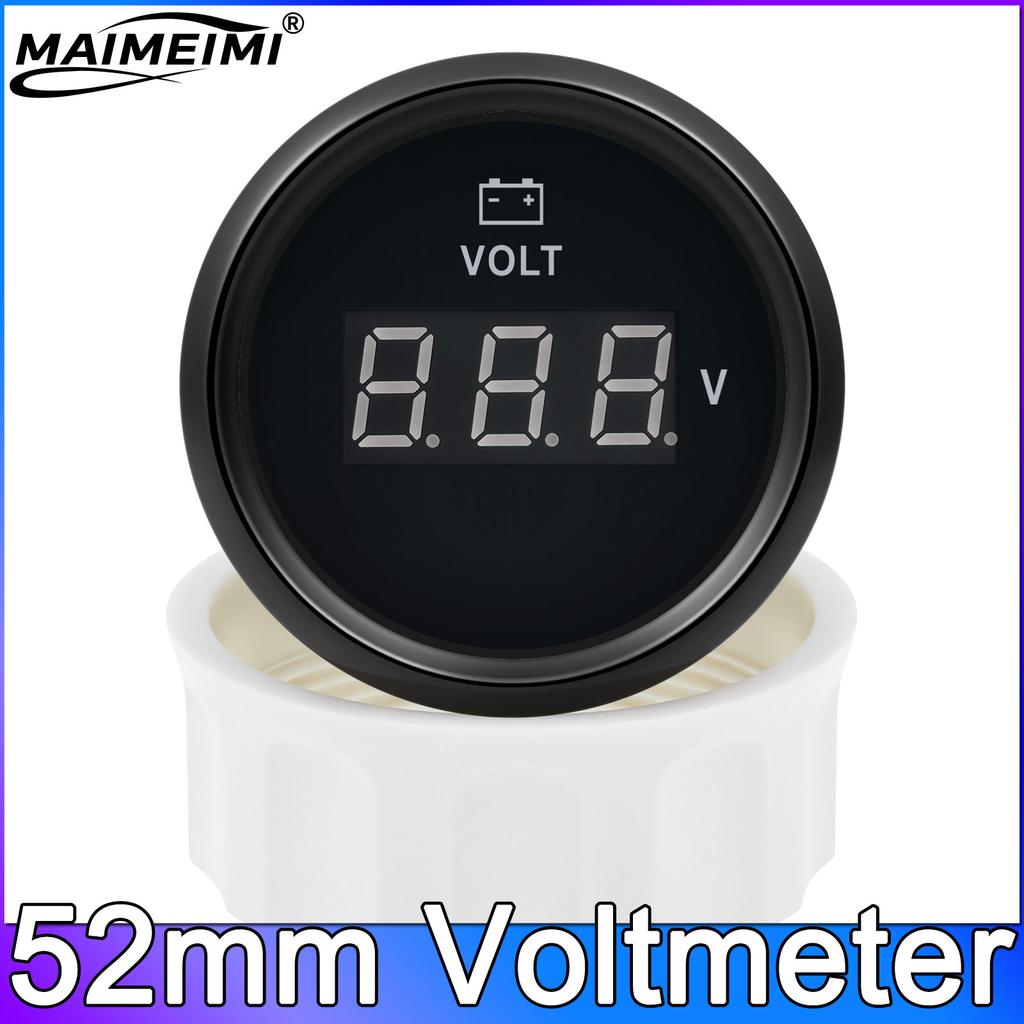 52mm Voltmeter Universal Electrical Car Truck 8-16V 18-32V 9-32V with Red Backlight 12V 24V for Car Boat