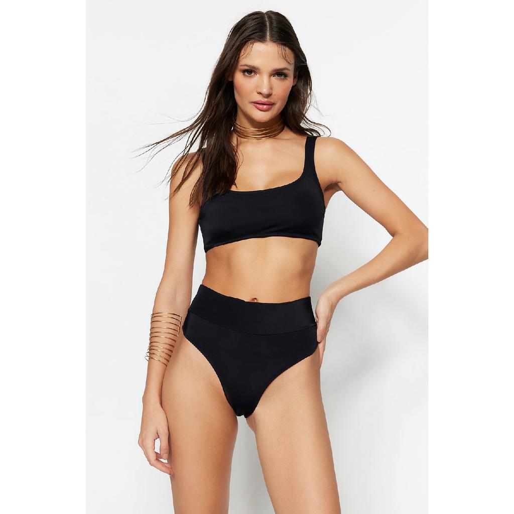 Черный комплект бикини с высокой талией и полыми ногами Tbess22bt0010