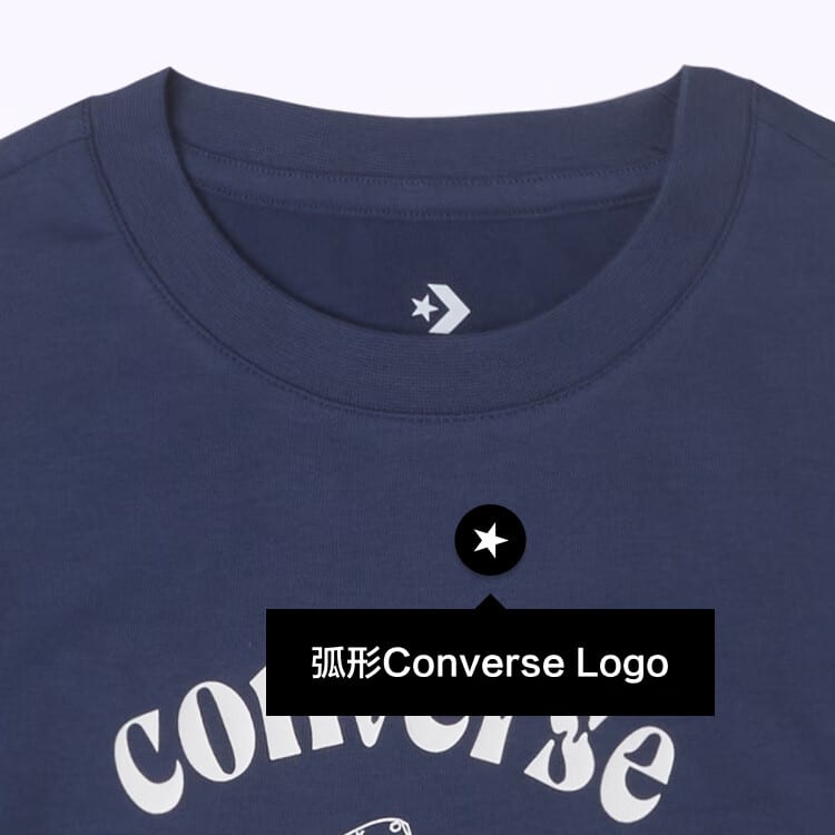 Converse Футболки женские синие с круглым вырезом умеренного прямого кроя 10026166-A02