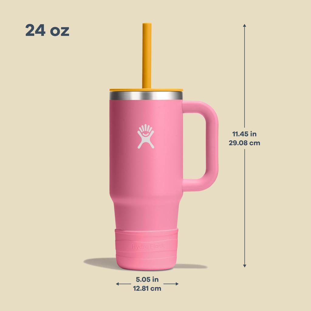 Stainless Steel Kids Tumbler with 24oz Coconut Insulated Water Bottle Japanese Straw, (709ml) Design, (Official Product)