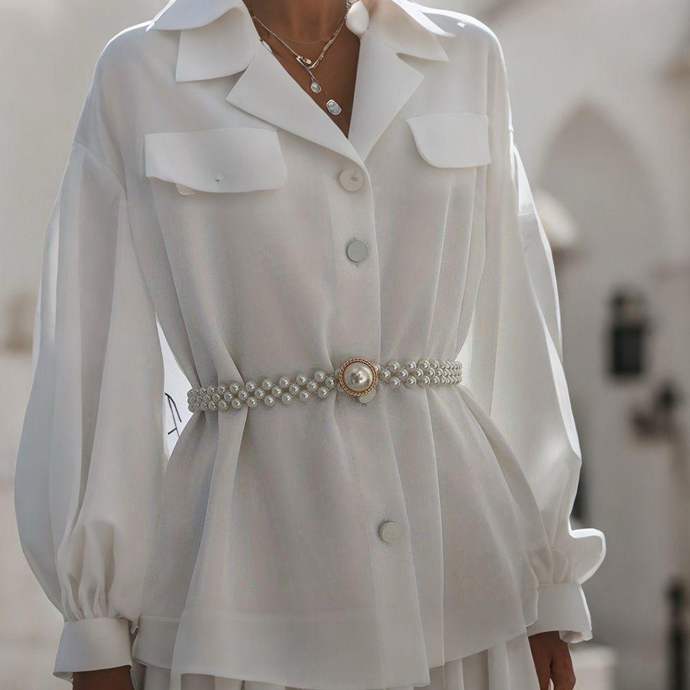 Pearls and Rhinestones Butterfly Pearl Belt  For Skirts Dress Top Sweater Coat