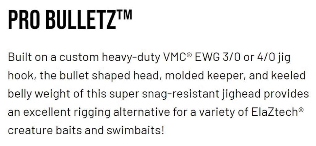 Zman Jighead Pro BulletZ 1/8 Oz Size 4/0 3/pack Black (5803)