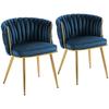 Velvet-Feel Dining Chairs Set of 2, Modern Upholstered Kitchen Chairs with Woven Backrest and Armrests, Metal Legs and Padded Seat for Dining Room