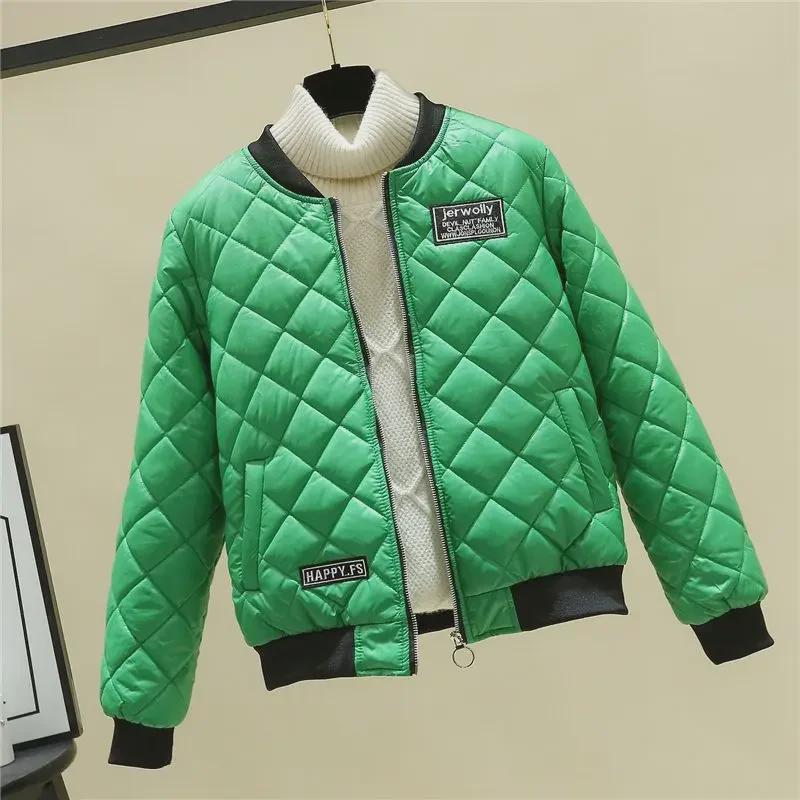 Женская бейсбольная куртка большого размера из легкого хлопка - зимнее облегающее утепленное короткое пальто 2023 года